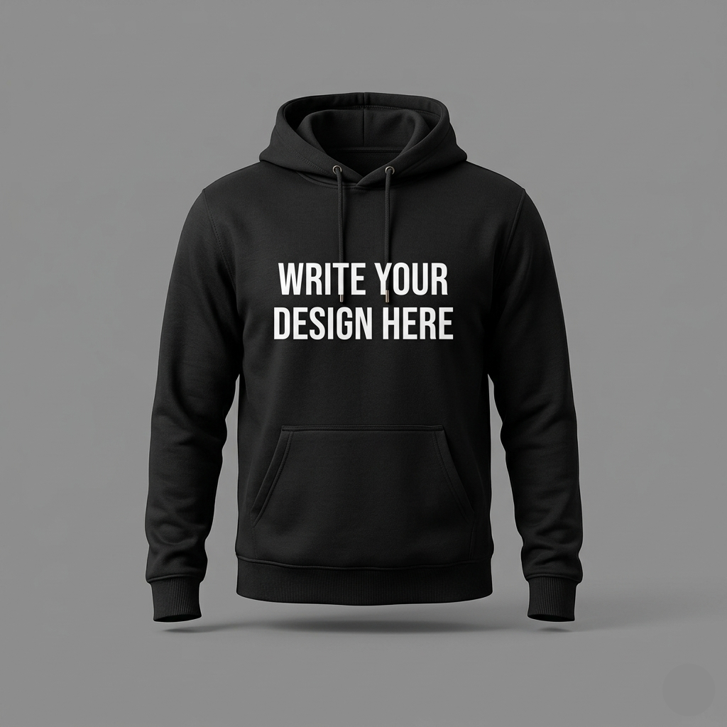 black custom hoodie with logo printing in dubai