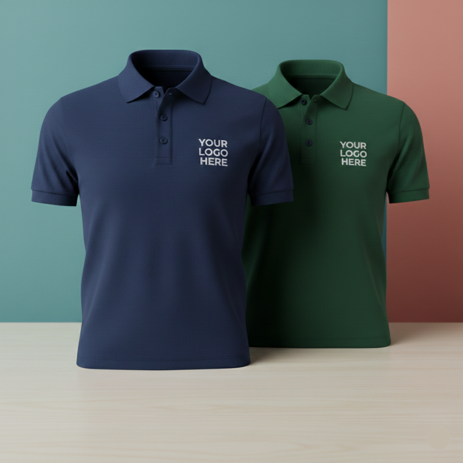 custom polo shirt front design with logo printing dubai