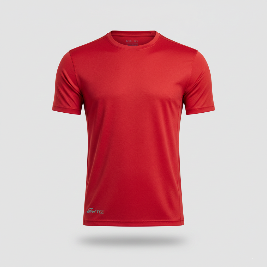 Red t-shirt on a light gray background