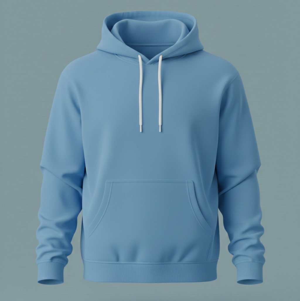 Blue hoodie on a gray background