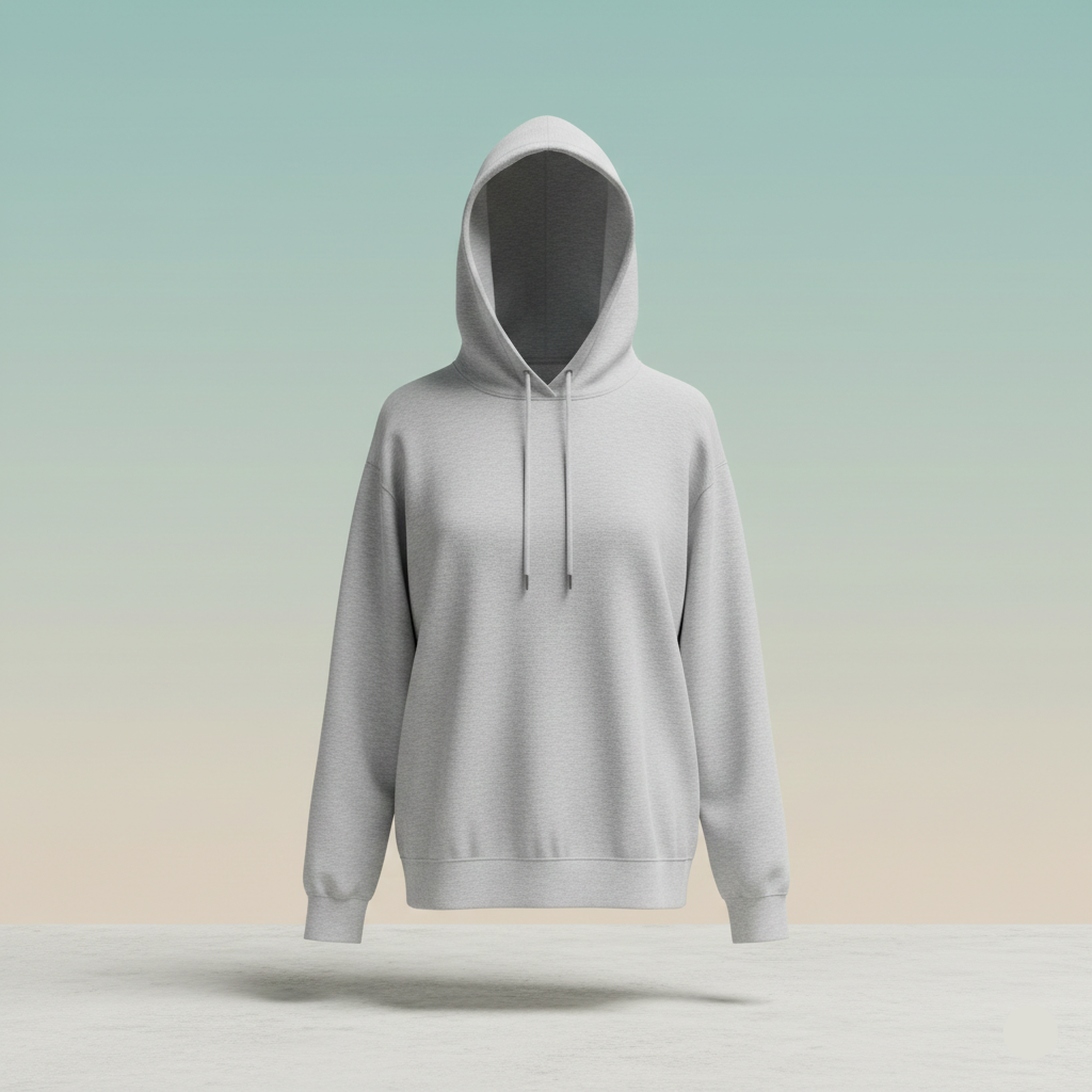 Gray hoodie on a gradient background
