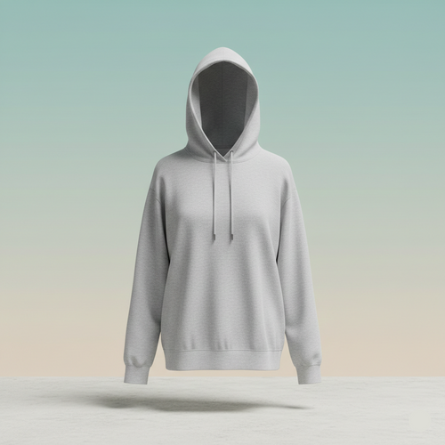 Gray hoodie on a gradient background