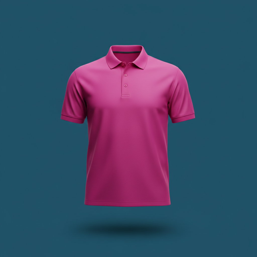 Pink polo shirt on a dark blue background
