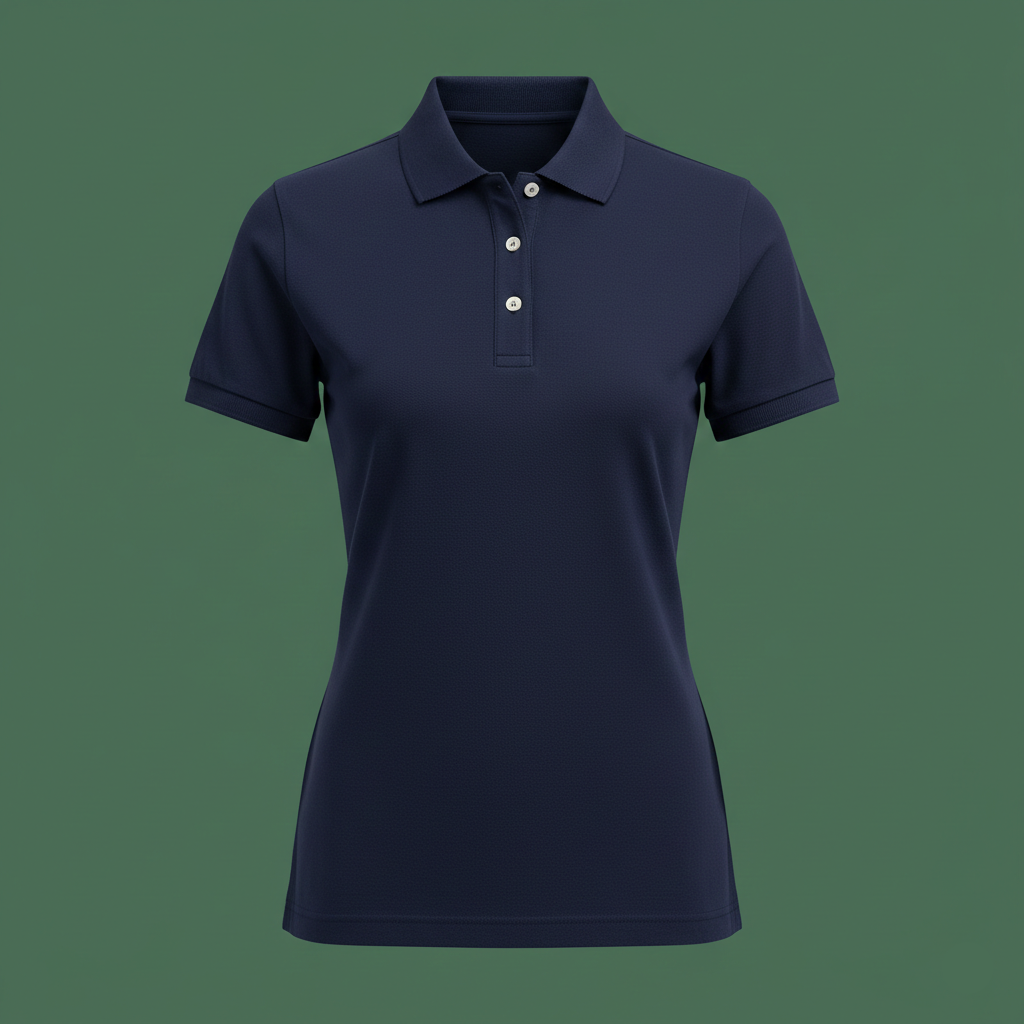 Navy blue polo shirt on a transparent background