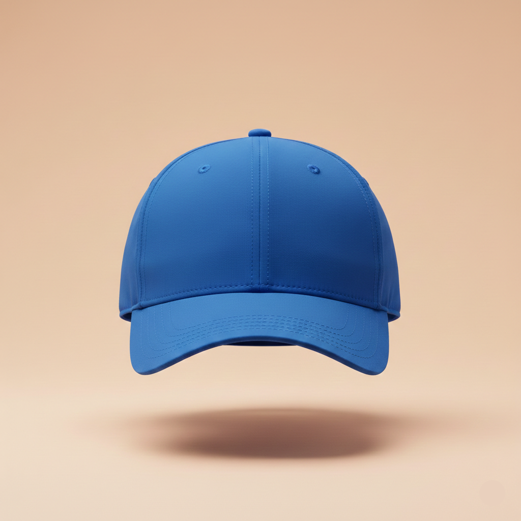 Blue baseball cap on a beige background