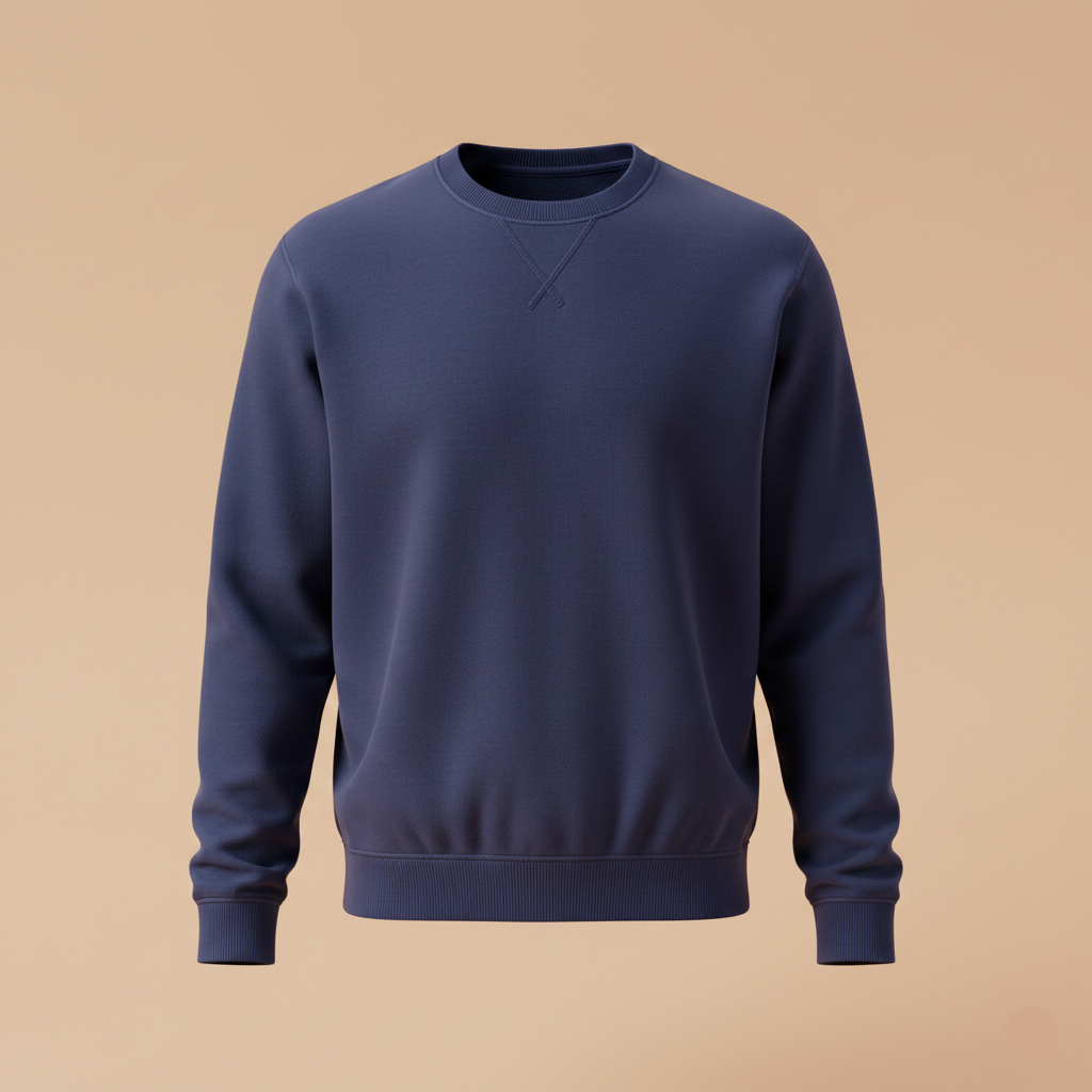 Navy blue sweatshirt on a beige background