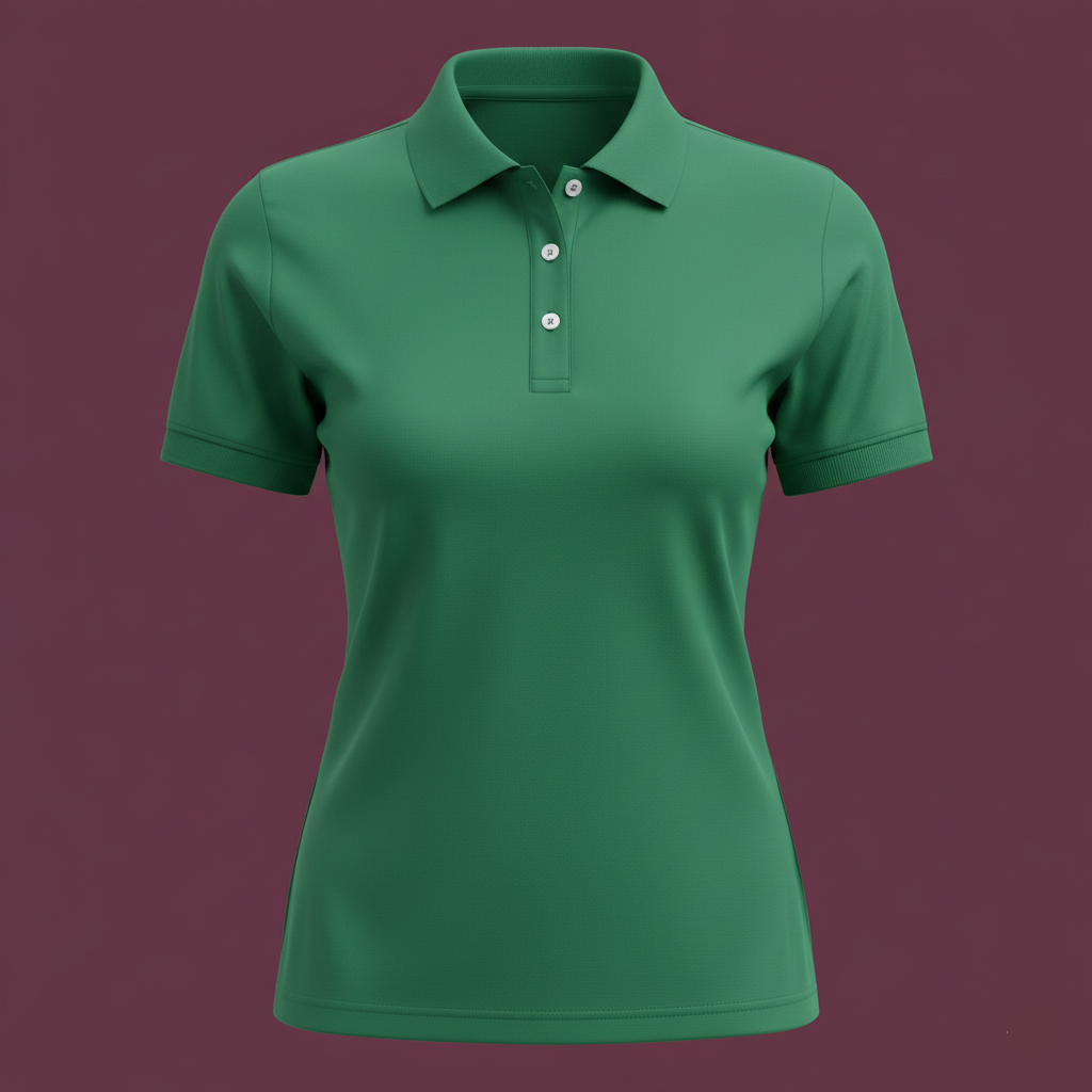 Green polo shirt on a maroon background