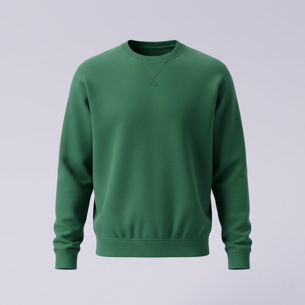 Green sweatshirt on a light gray background