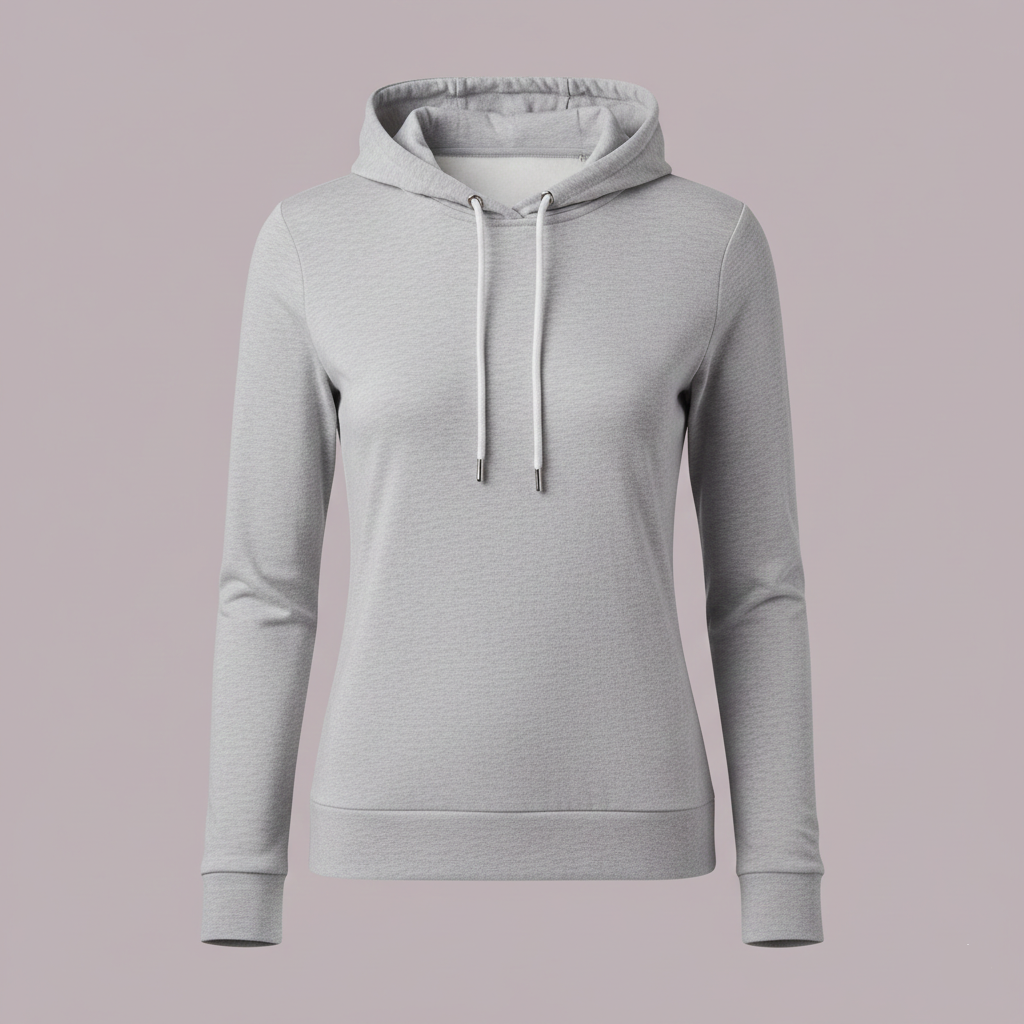 Gray hoodie on a light purple background