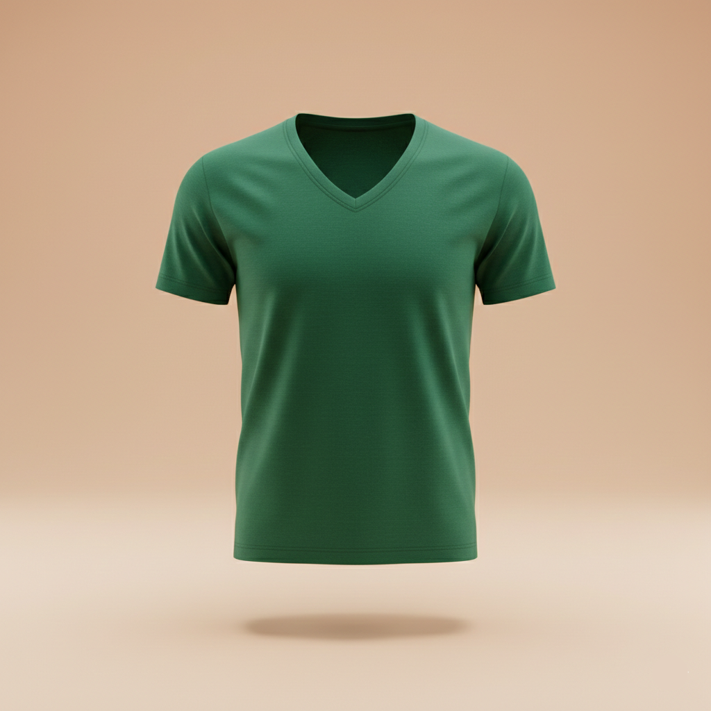 Green t-shirt on a beige background