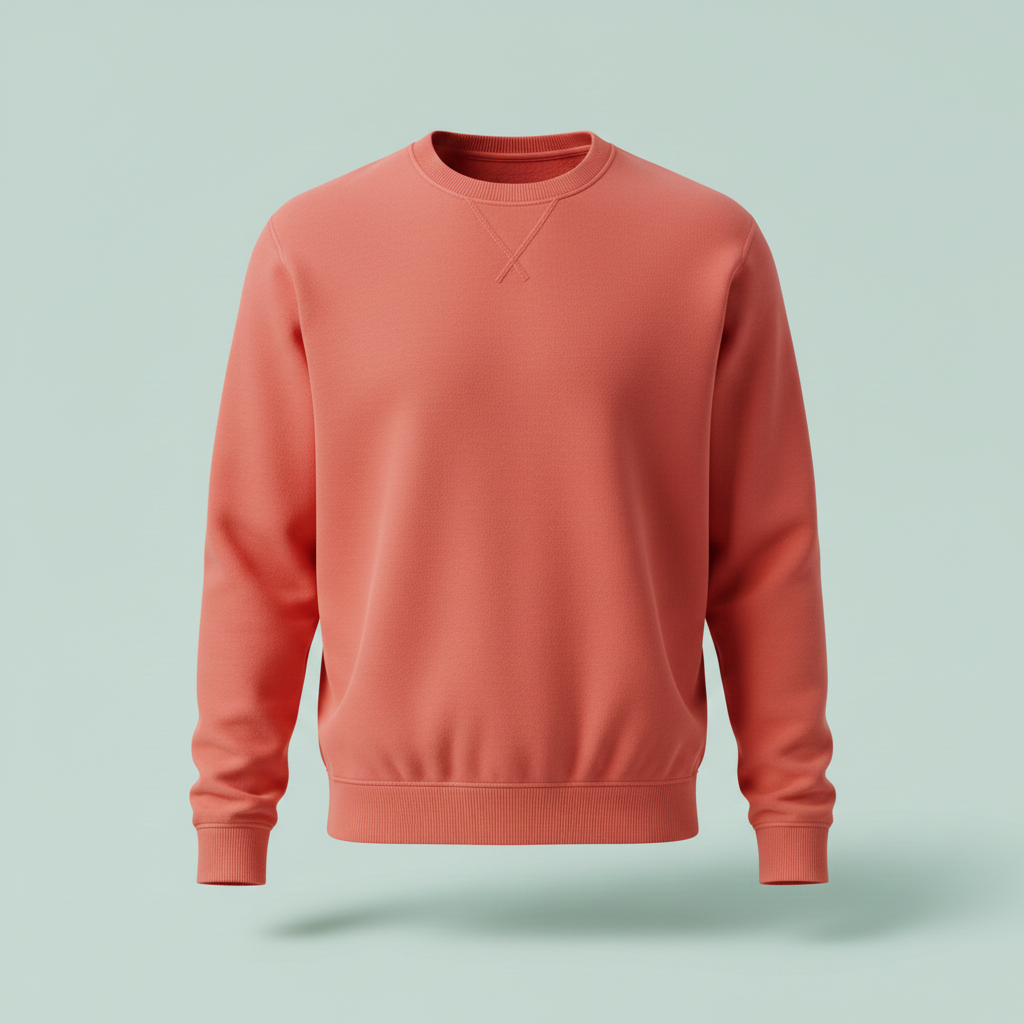 Coral sweatshirt on a light gray background