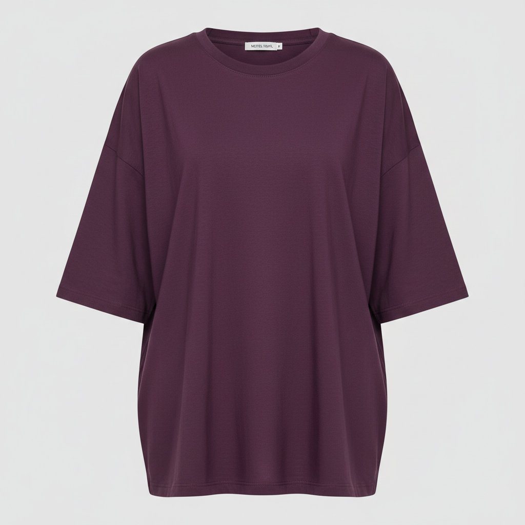 Purple t-shirt on a light gray background
