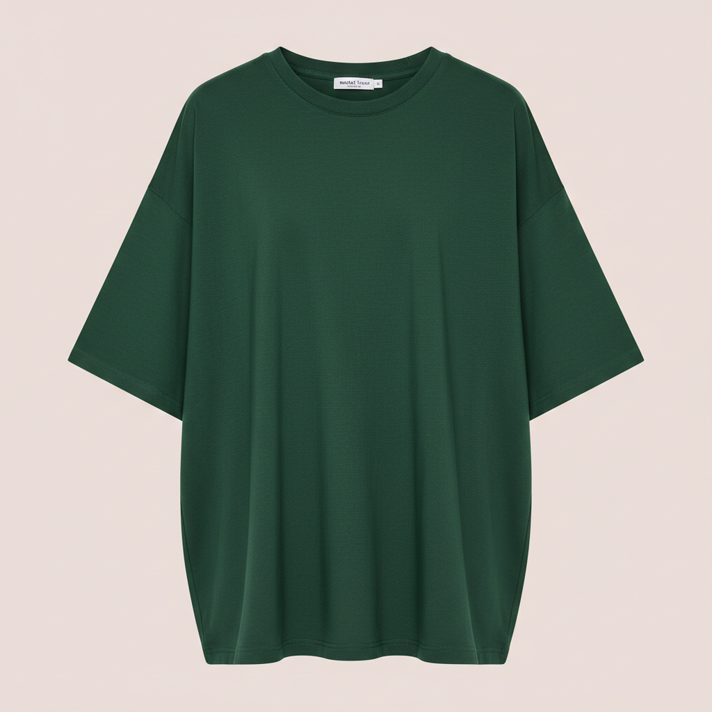 Green t-shirt on a beige background