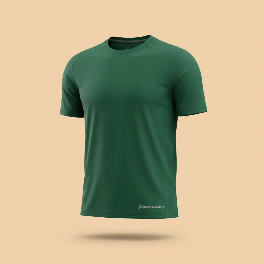 Green t-shirt on a beige background