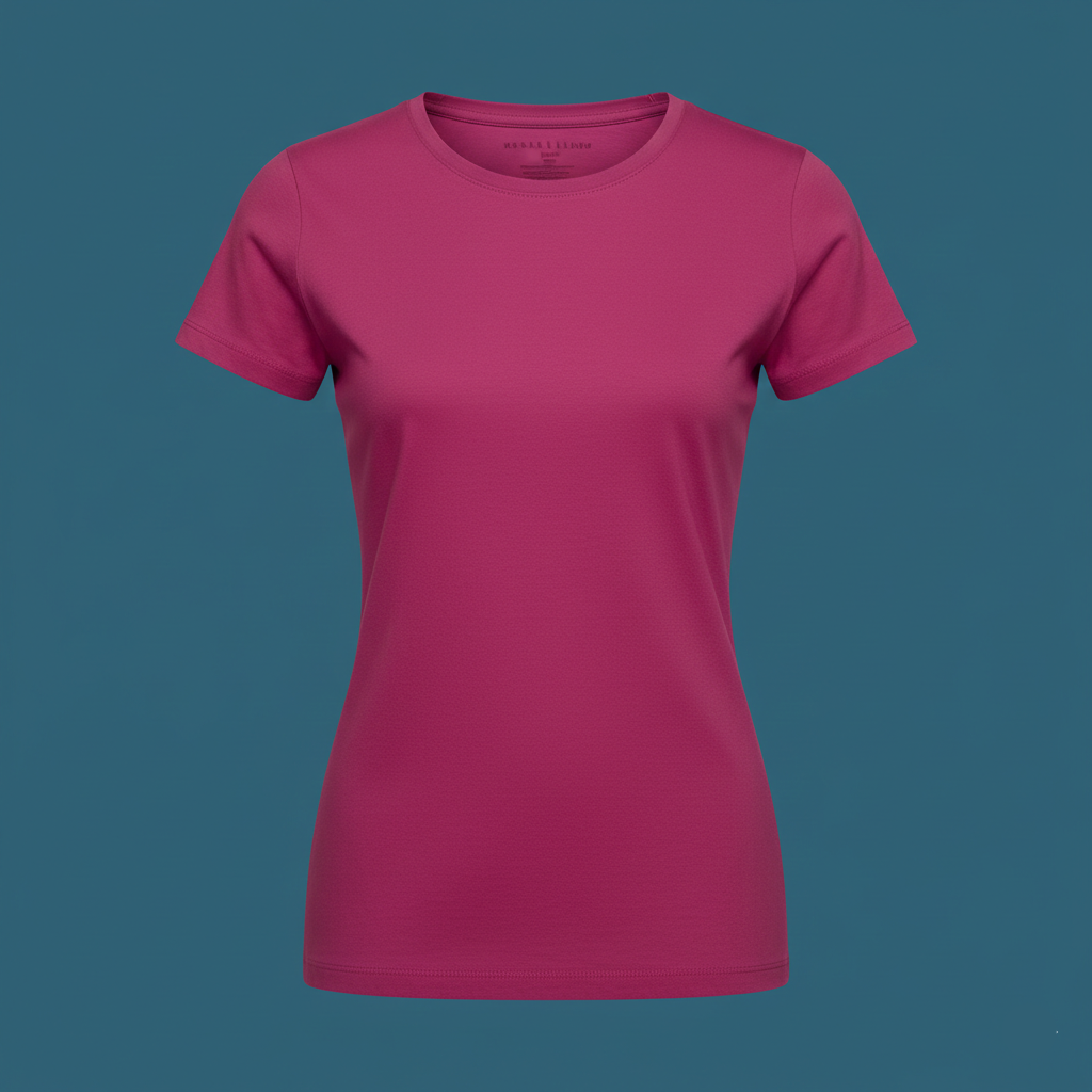 Pink t-shirt on a solid blue background
